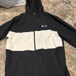 Under Armour Black Hooded Windbreaker with White Chest Panel